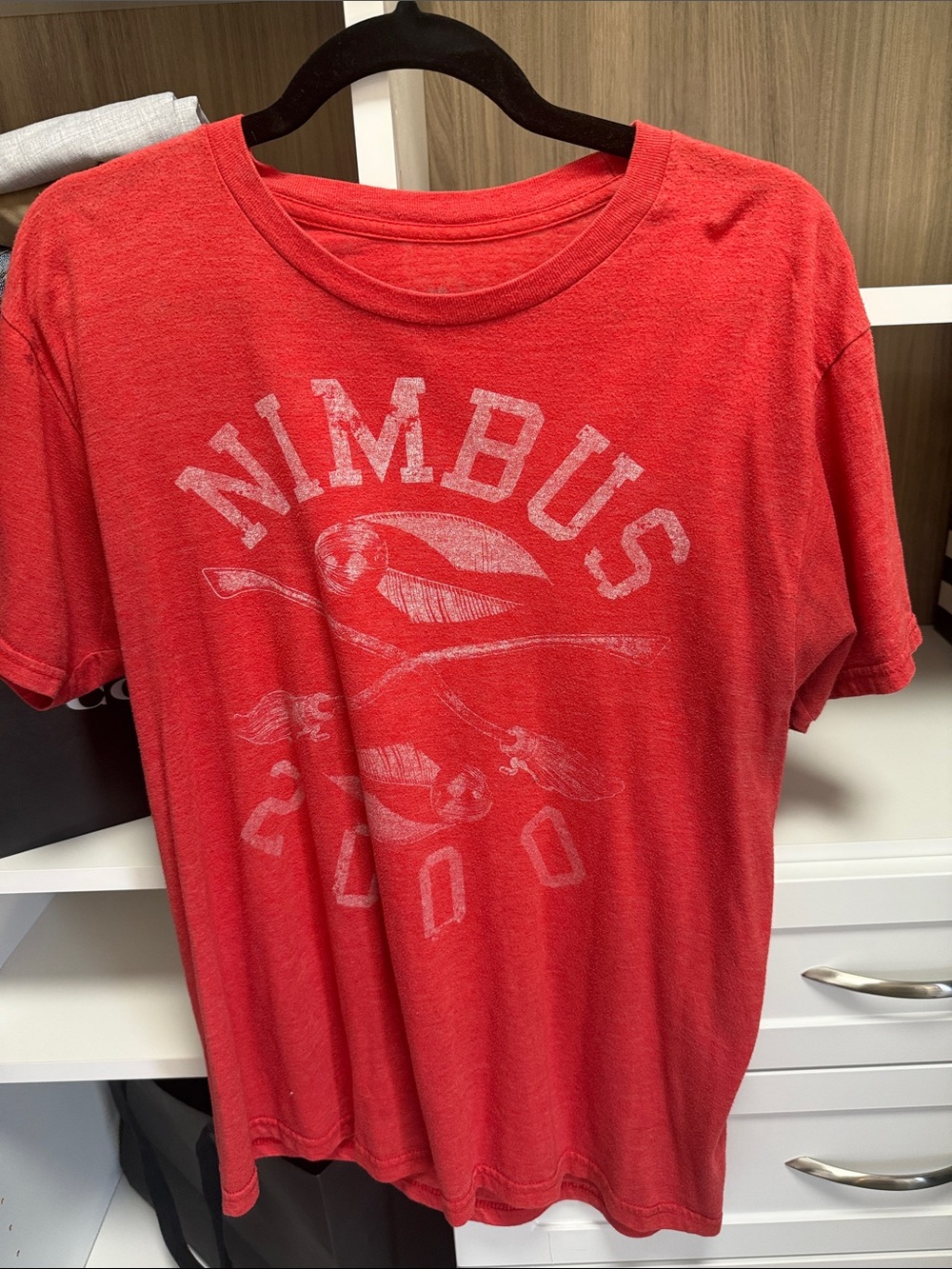 Nimbus Red Short-Sleeve Graphic Tee with Bird Motif